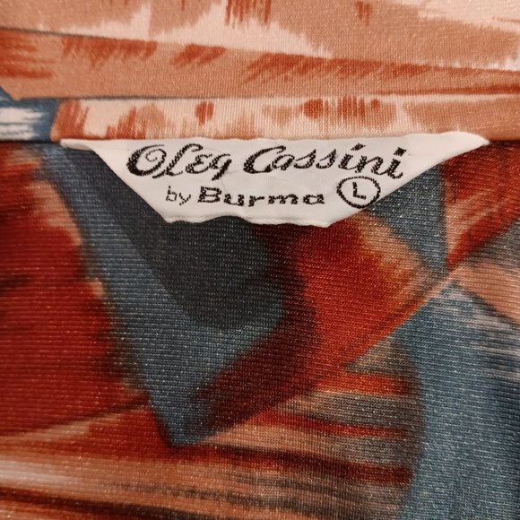 Vintage Oleg Cassini 100% polyester disco shirt by Burma Bibas. Size large. - Picture 2 of 4